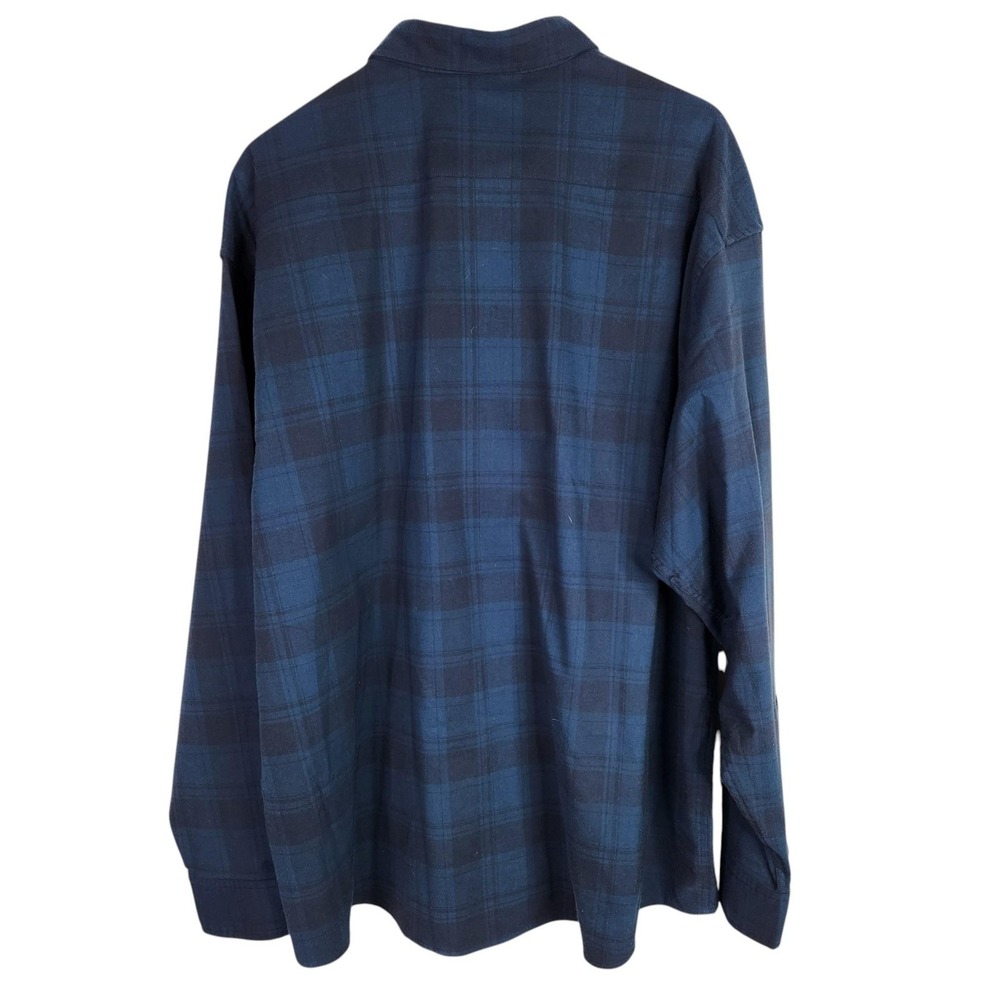 PONCHO Shirt Mens 2XL Blue Plaid Magnetic Pockets Regular Fit Twill Button Up - Picture 2 of 10